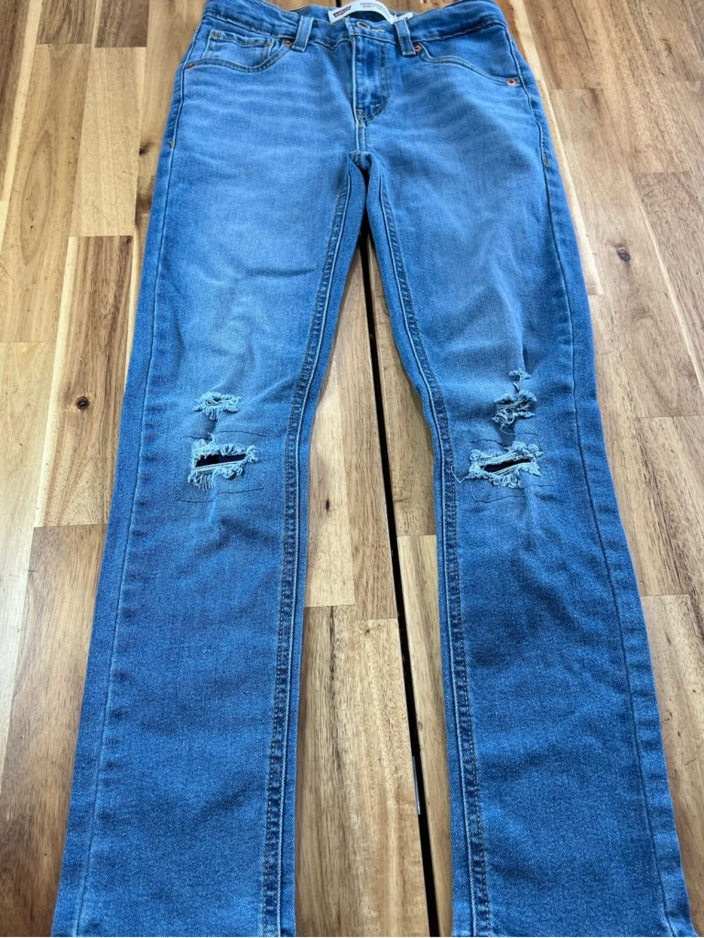 Levi’s 510 Skinny Jeans Youth 12 Distressed Light Wash Stretch Denim